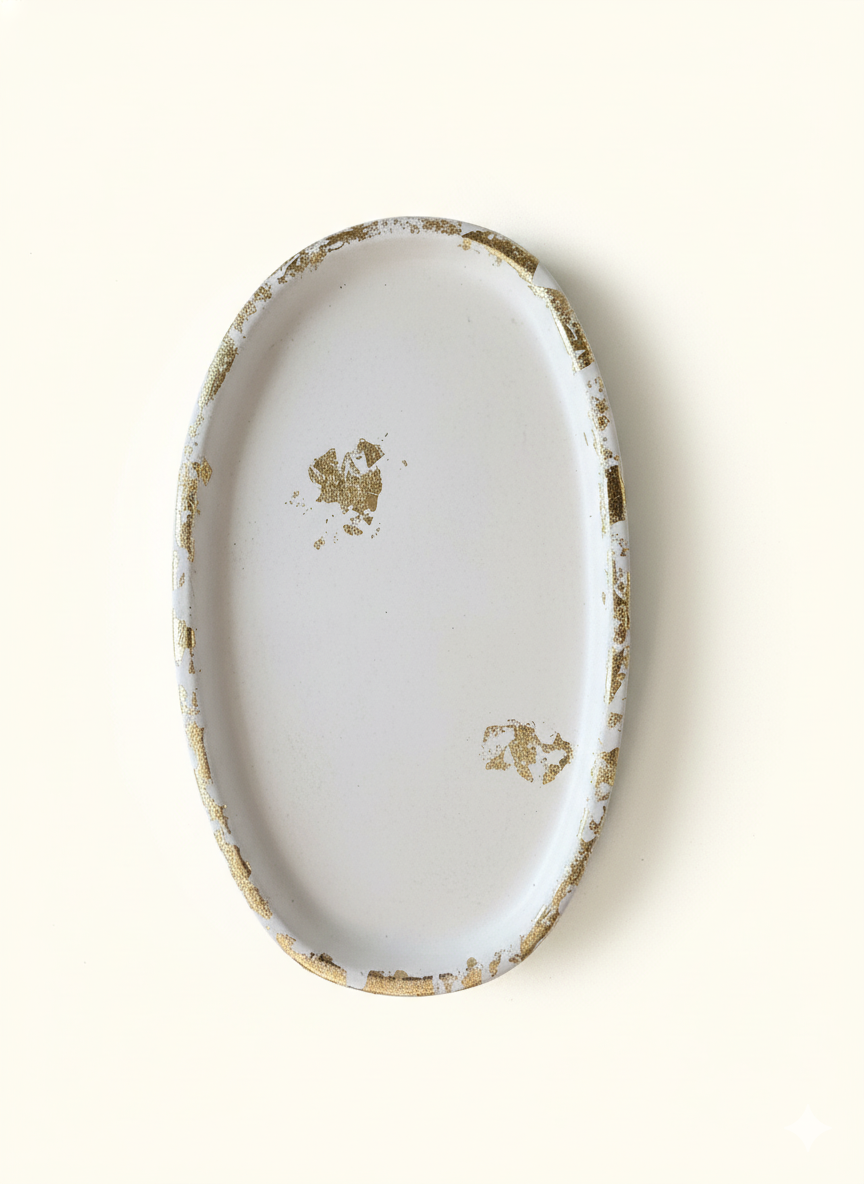 BASE OVALADA BLANCA CON DORADO